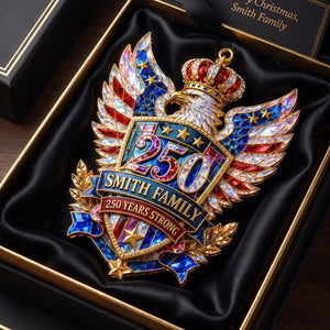 Personalized Eagle Crest Family Acrylic Hanging Ornament – America 250th Years Strong Stained Keepsake Decor