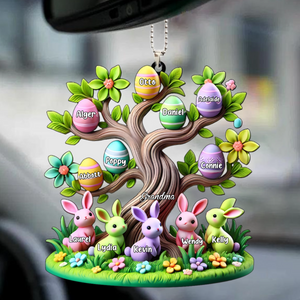 Easter Grandma Bunny Egg Tree Personalized Acrylic Car Ornament