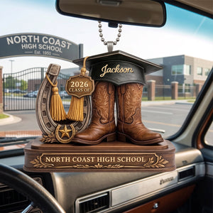 Custom Cowboy Boots Graduation Hanging Ornament โ Class Of 2026 Keepsake For Seniors