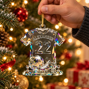 Soccer Theme Stained Glass Crystal Effect Acrylic Ornament, Soccer Player Gift, Soccer Ornaments