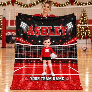 Volleyball Boy & Girl Personalized Fleece Blanket – Christmas Gift For Daughters, Granddaughters, Sons & Grandsons