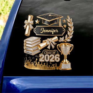 3D Effect Car Decal - Personalized Graduation Gift