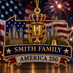 Personalized Pennsylvania and the Crown Ornament – America 250th Family Keepsake Gift