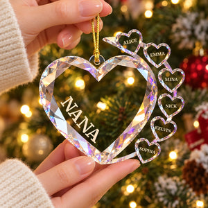 "Sparkling Hearts" Personalized Family Transparent Ornament – Custom Name Keepsake