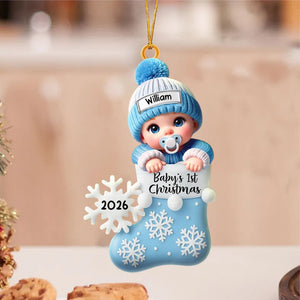Baby In Christmas Stocking โ Baby's 1st Christmas Personalized Ornament