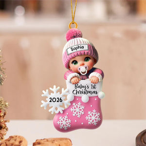 Baby In Christmas Stocking โ Baby's 1st Christmas Personalized Ornament