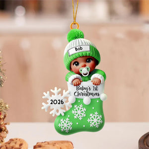 Baby In Christmas Stocking โ Baby's 1st Christmas Personalized Ornament