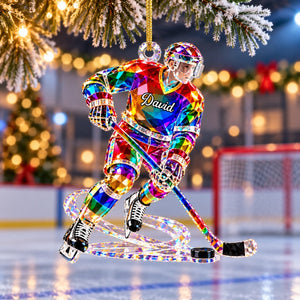 Personalized Hockey Player Acrylic Ornament,Christmas Gift For Hockey Lovers