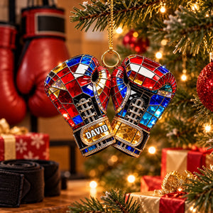 Personalized Stained Glass Boxing Glove Themed Ornament,Christmas Gift for Boxer