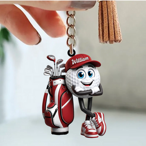 Arms Crossed Golf Ball Keychain - Personalized Cute Golf Mascot Keychain Gift for Male & Female Golfer