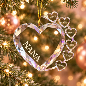"Sparkling Hearts" Personalized Family Transparent Ornament – Custom Name Keepsake