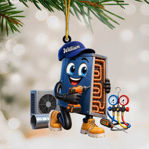 Cute HVAC Repair Mascot Ornament โ Personalized Gift For Heating & Cooling Professionals
