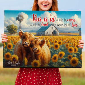 Personalized Highland Cow Couple Canvas/Poster