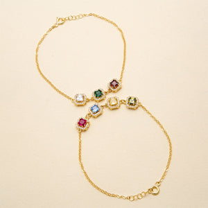 Personalized Grandma Gift Family Square Birthstone Bracelet