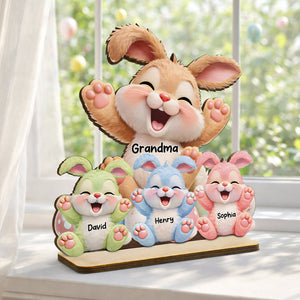 Grandma Bunny Easter Eggs - Personalized Wooden Plaque - Easter Decor for Grandma