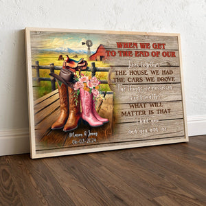 Personalized Cowboy Couple Boots on Western Farm Canvas/Poster