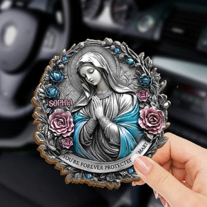 You're Forever Protected By Mary - Memorial Personalized Custom Car Visor Clip