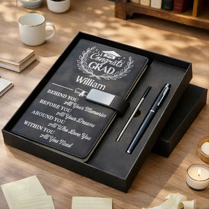 Congrats Grad Personalized Leather Notebook Set