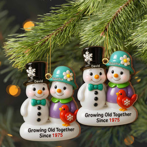 Growing Old Together Snowmen Ornament,Custom Wood Ornament,Gift For Couples