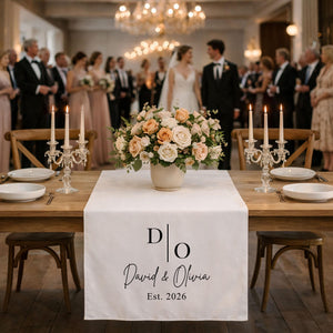 Personalized Wedding Table Runner with Monogram, Sweetheart Table Decor