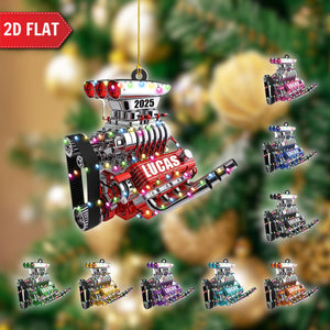Drag Racing Hot Rod V8 Engine, Custom Drag Racing Ornament
