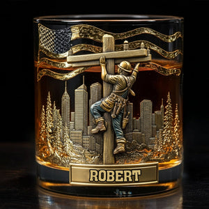 Lineman Glass - Personalized Lineman Whiskey Glass