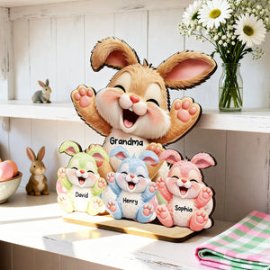 Grandma Bunny Easter Eggs - Personalized Wooden Plaque - Easter Decor for Grandma