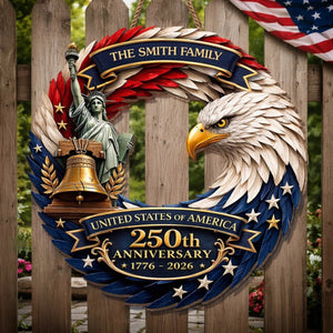 Custom Family Wood Sign Personalized America 250th Anniversary Gifts