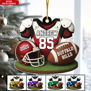 American Football Player Uniform - Personalized Acrylic Ornament, Gift For Football Player, Football Family Holiday Decor