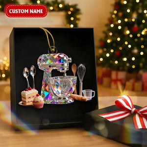 Dough Mixer Machine Custom Name Stained Glass Effect Acrylic Christmas Ornament, Gifts For Baking Lovers