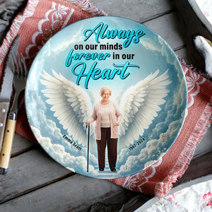 Personalized Gifts For Heaven Round Plate Always On Our Minds Forever In Our Hearts
