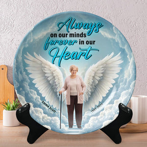 Personalized Gifts For Heaven Round Plate Always On Our Minds Forever In Our Hearts