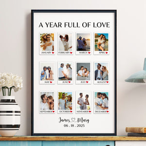 A Year Full Of Love Couple Anniversary Gift - Personalized Custom Photo Canvas Poster