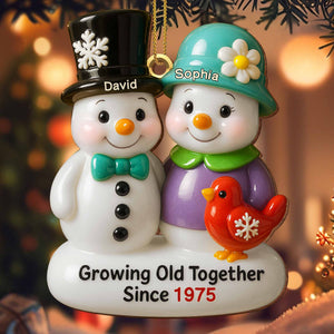 Growing Old Together Snowmen Ornament,Custom Wood Ornament,Gift For Couples