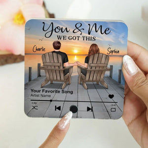 Romantic Couple Hand-in-Hand Acrylic Music Magnet & More – Personalized Anniversary & Valentine's Gift for Couples