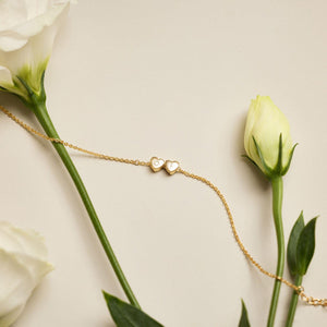 Minimalism Small 3D Initial Heart Charm Bracelet, Personalized Family Bracelet, Ladies Bracelet