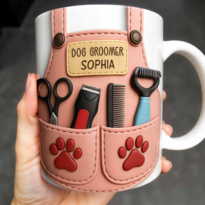 Personalized Dog Groomer, Scissors And Paw Prints Mug, Gift For Pet Care Professionals And Dog Lovers