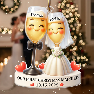 Our First Christmas Married - Personalized Acrylic Ornament - Christmas Gift for Couple, for Wife, for Husband