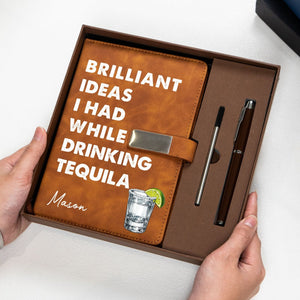 Brilliant Ideas I Had While Drinking Bourbon, Wine, Whiskey, Custom Drink - Personalized Notebook Set
