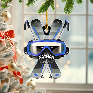 Personalized Skiing Christmas Ornament,Acrylic Engraved Gift