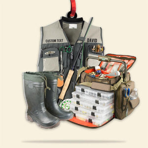 Fishing Gear Personalized Acrylic Ornament, Christmas Decor For Fishing Lovers