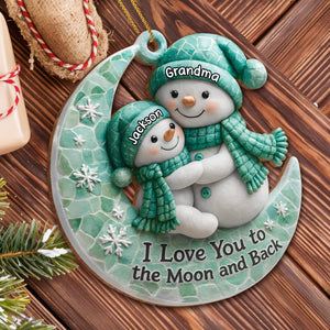 I Love You To The Moon and Back Wooden Ornament - Personalized Gift For Grandparents and Family