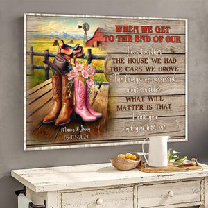 Personalized Cowboy Couple Boots on Western Farm Canvas/Poster