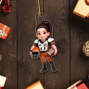 Proud American Football Player - Personalized Acrylic Ornament - Gift For Football Lovers, Grandson, Son, Husband