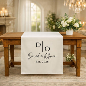Personalized Wedding Table Runner with Monogram, Sweetheart Table Decor