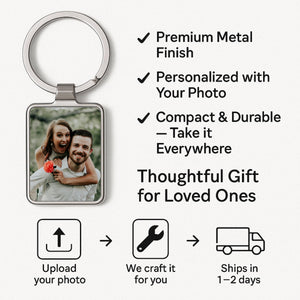 Personalized Photo Keychain Anniversary Gift, Unique Couples Gift