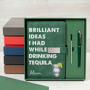 Brilliant Ideas I Had While Drinking Bourbon, Wine, Whiskey, Custom Drink - Personalized Notebook Set