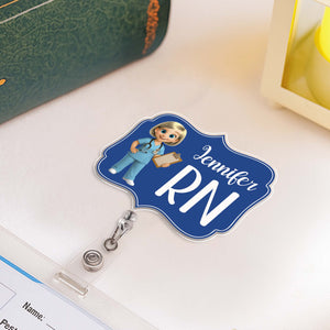 Custom Cheerful Cartoon Nurse Badge Reel,Acrylic Badge Reel,Gift For Nurses and Healthcare Workers