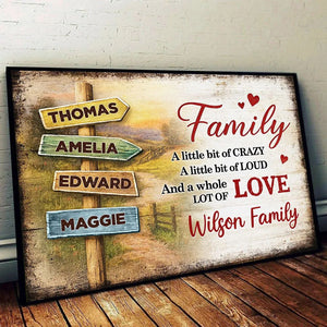 Family A Little Bit Crazy, A Whole Lot of Love - Personalized Canvas Poster Sentimental & Timeless Gift for Parents, Grandparents