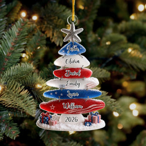 Patriotic Family Sea Glass Design Personalized Acrylic Ornament Christmas Gift for Patriotic Family